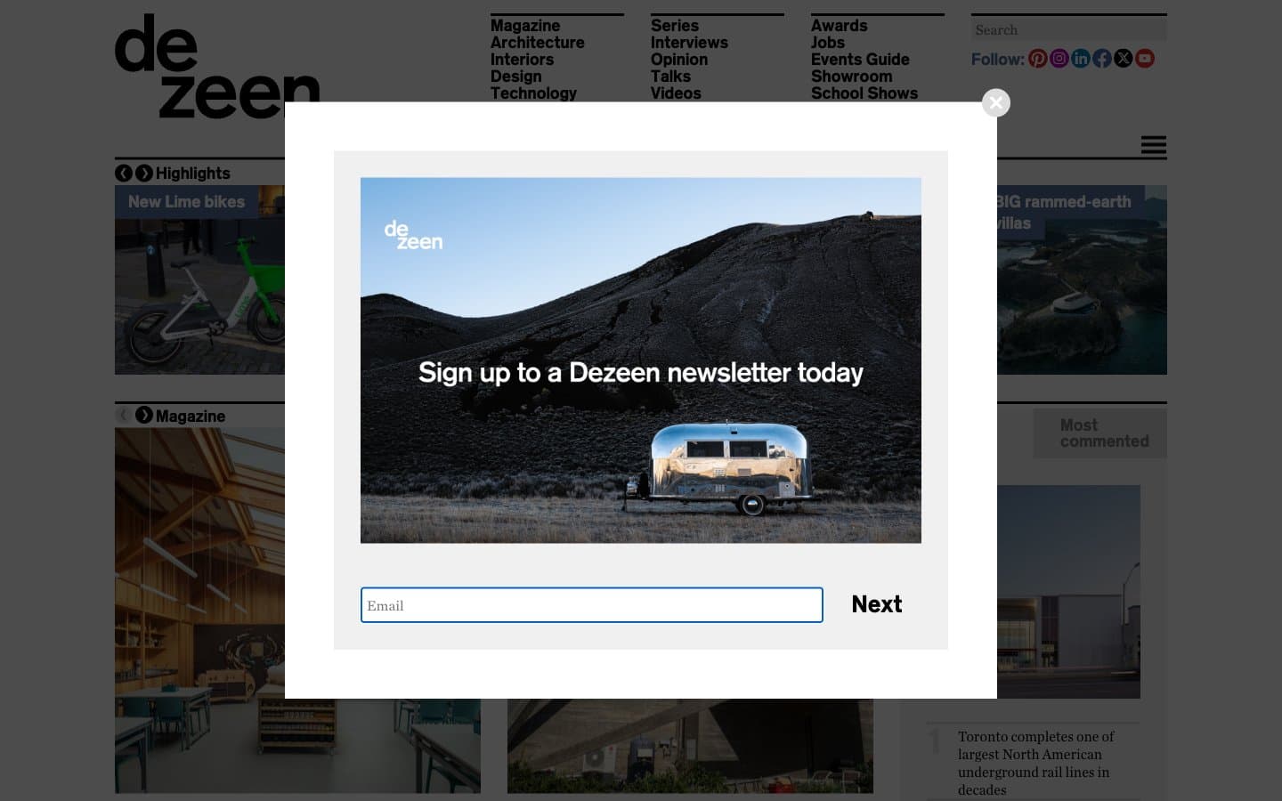 Screenshot of Dezeen