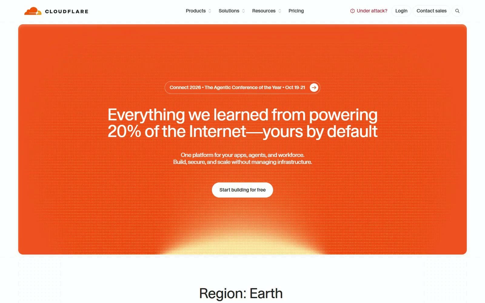 Screenshot of Cloudflare