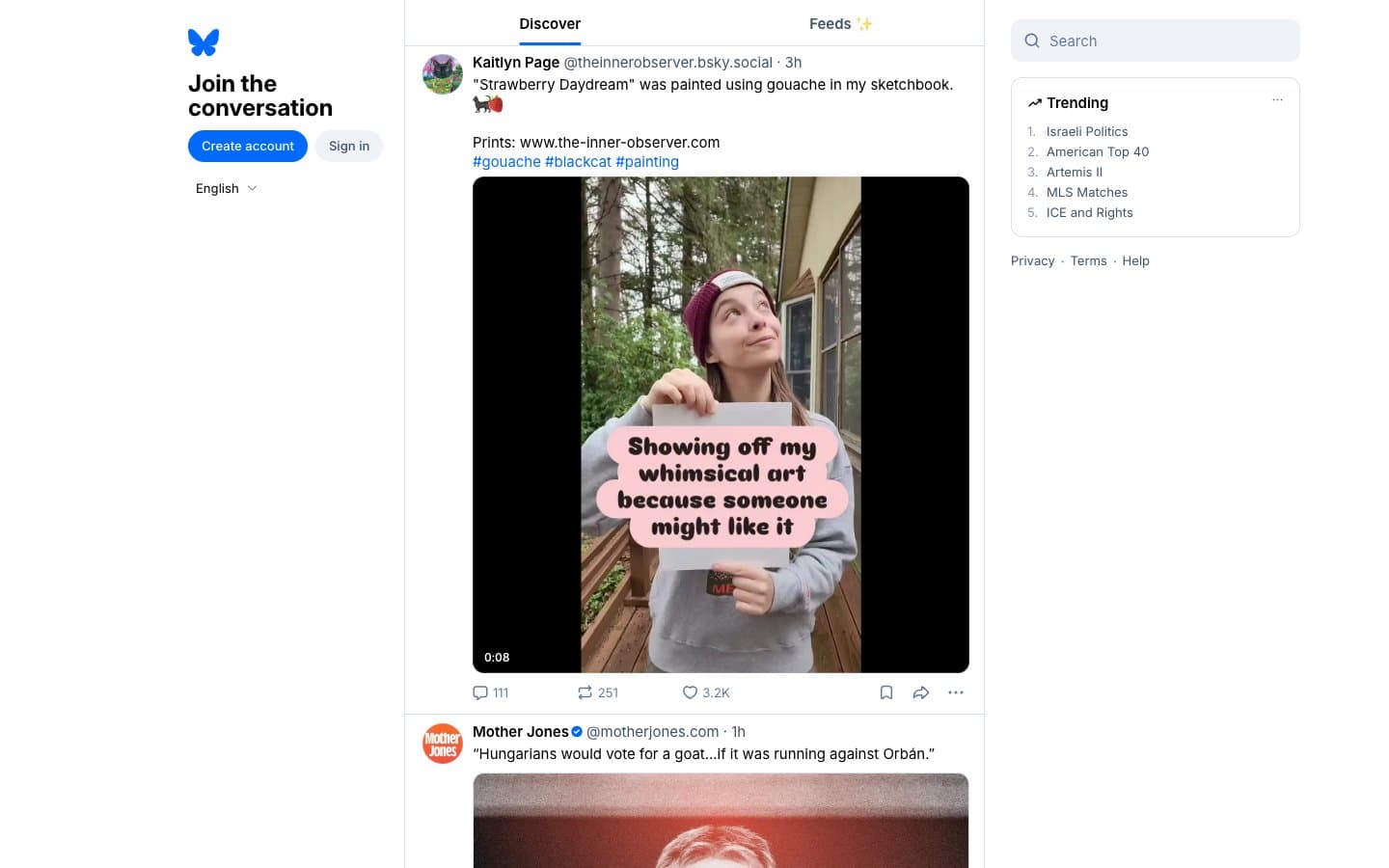 Screenshot of Bluesky Social