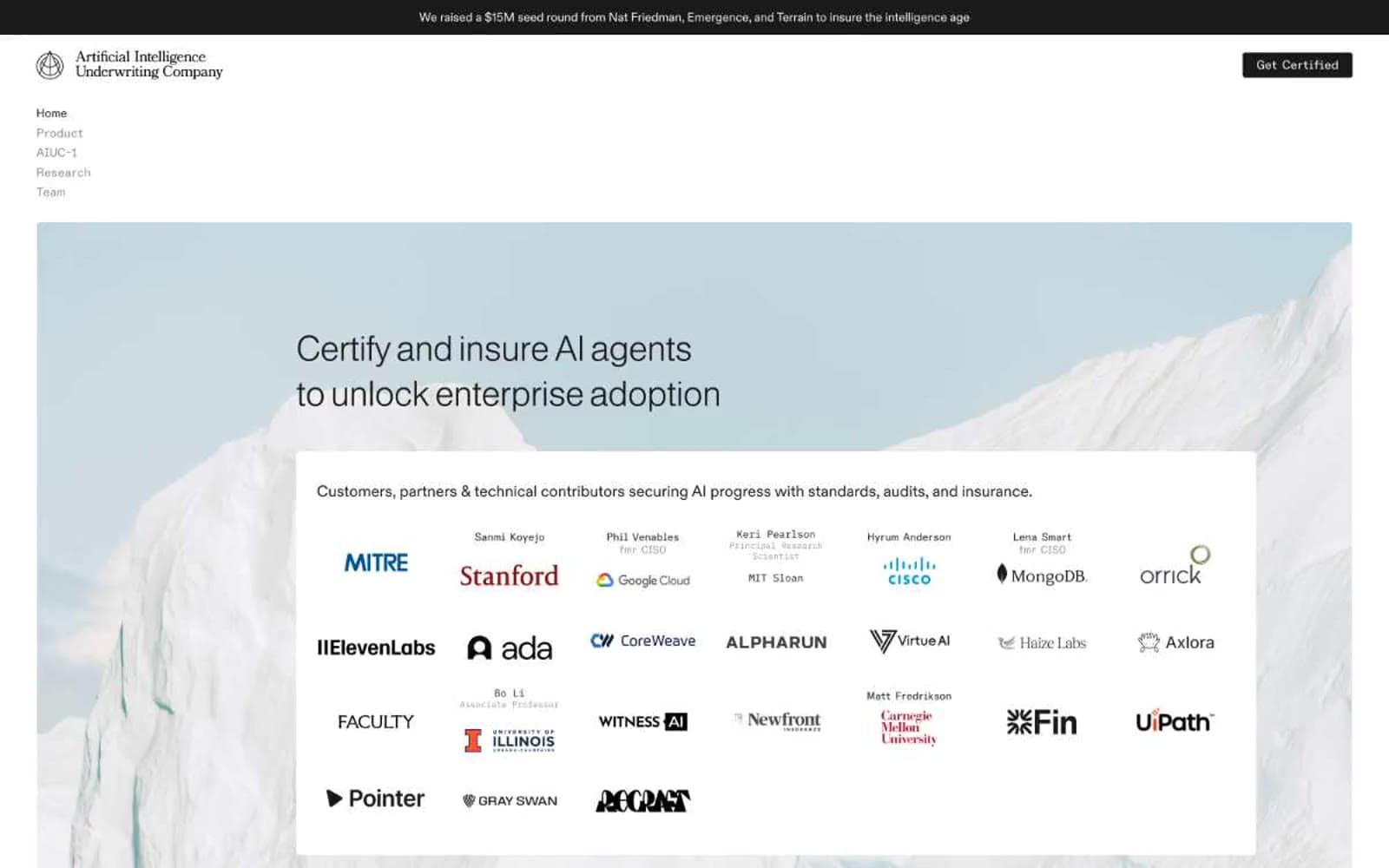 Screenshot of AIUC