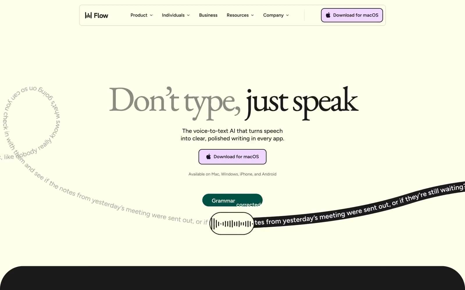Screenshot of Wispr Flow