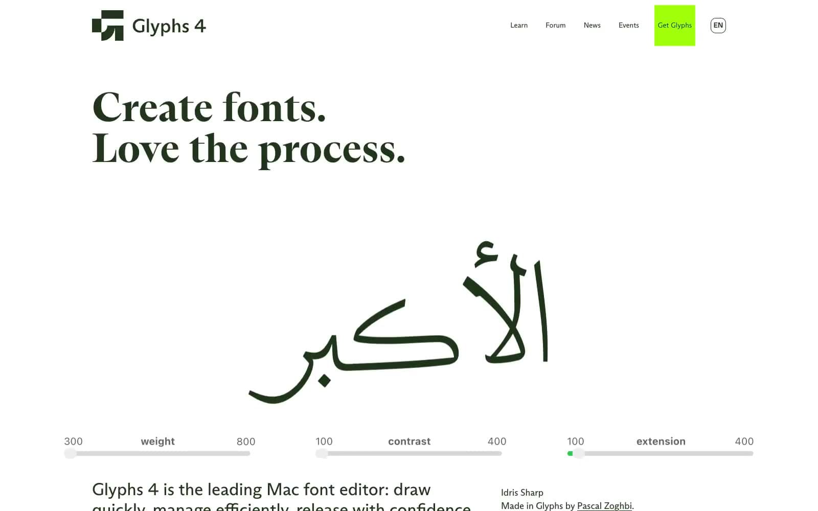 Screenshot of Glyphs