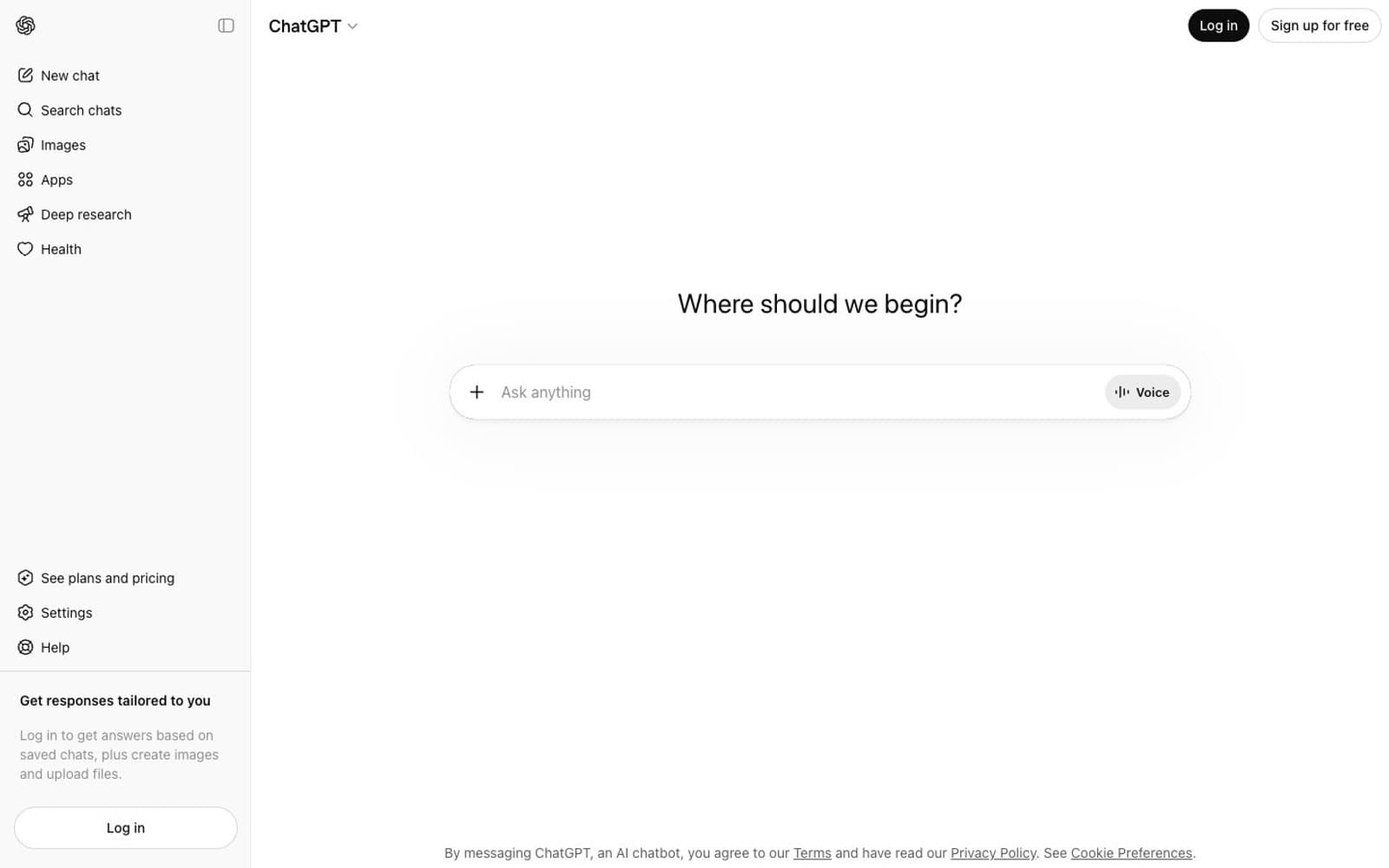 Screenshot of ChatGPT