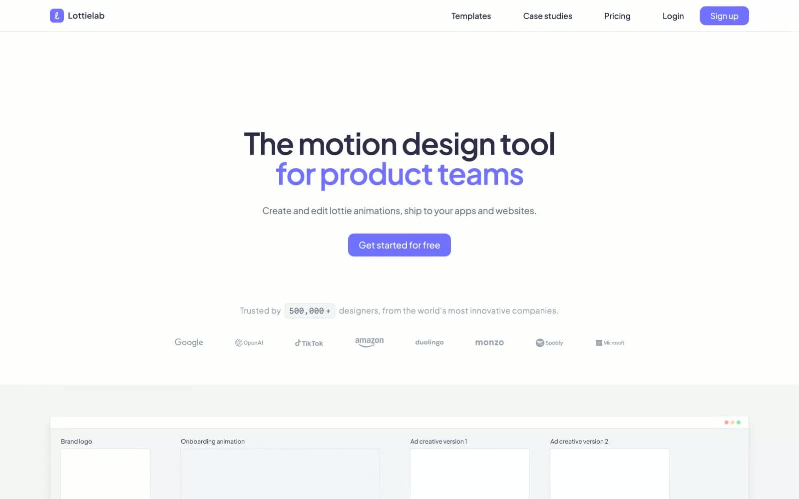 Screenshot of Lottielab