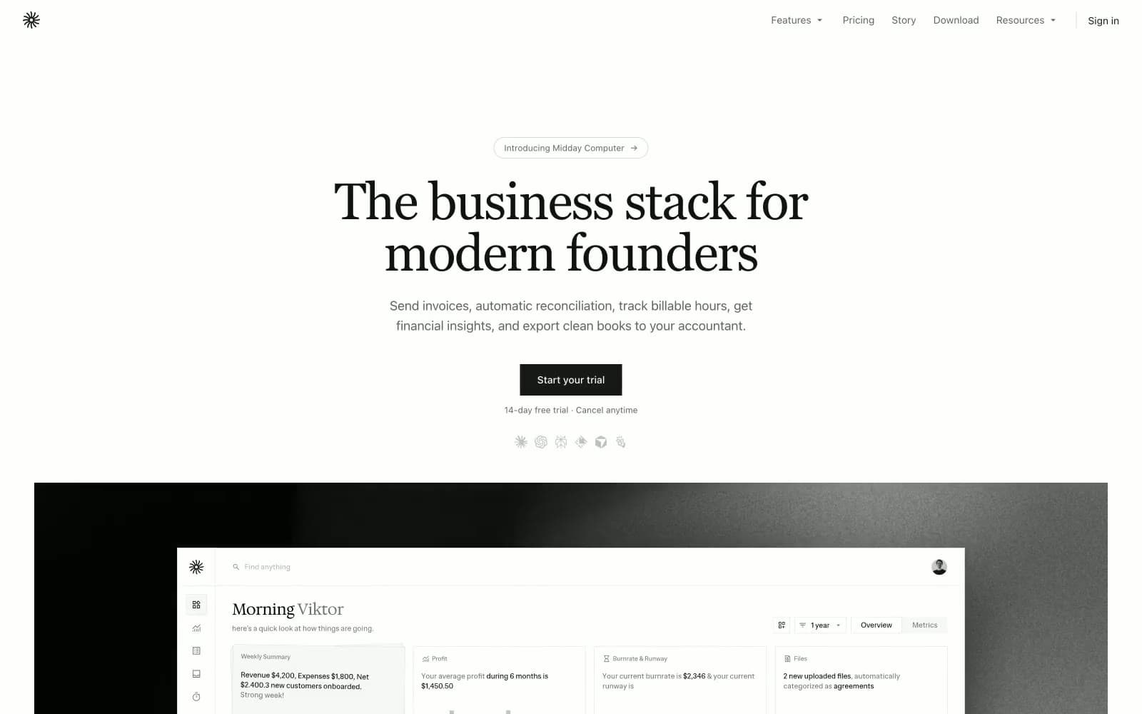 Screenshot of Midday