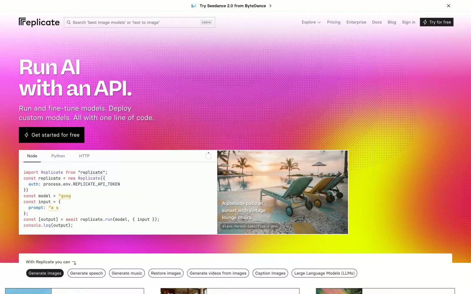 Screenshot of Replicate