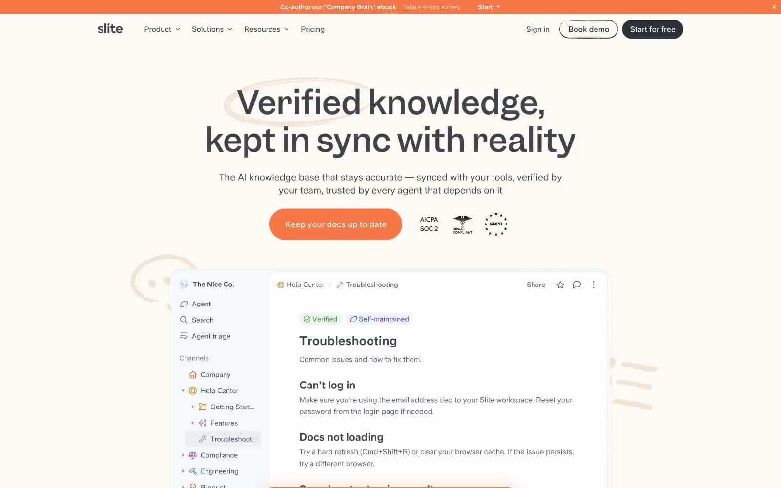 Screenshot of Slite