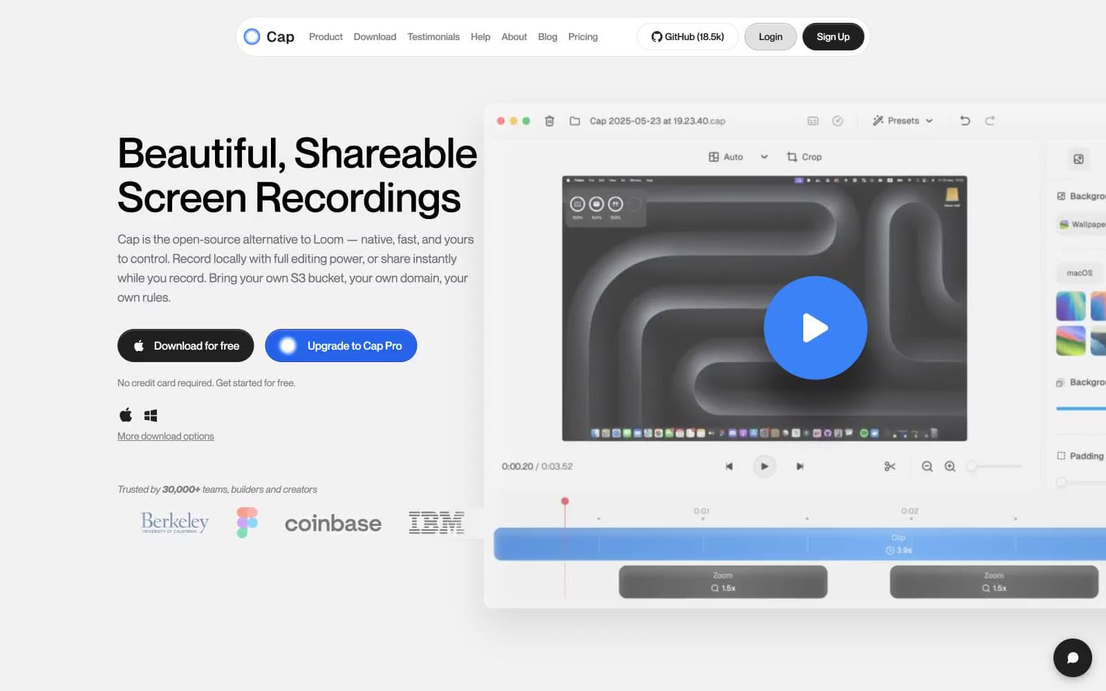Screenshot of Cap