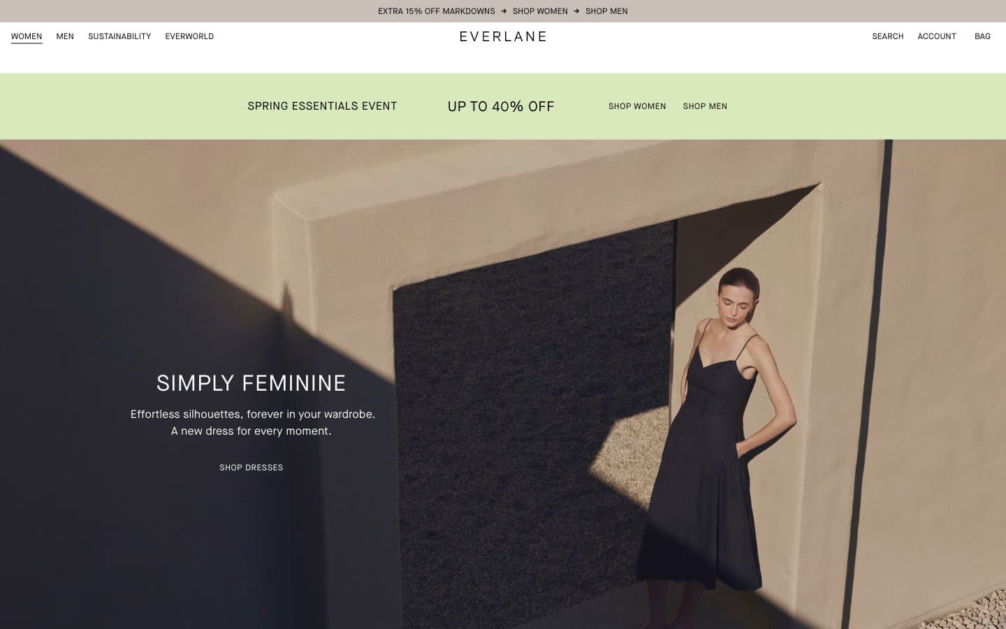 Screenshot of Everlane