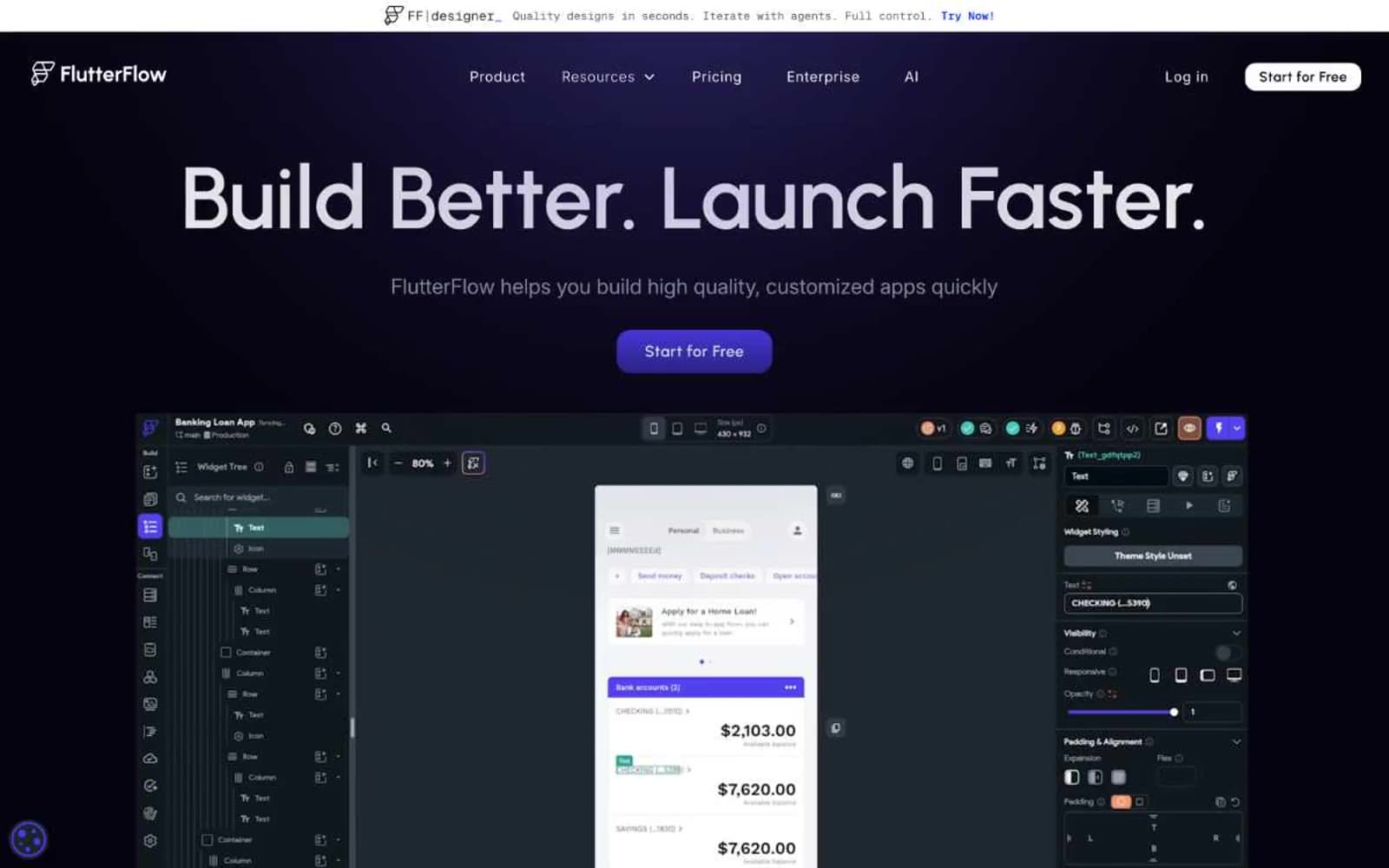 Screenshot of FlutterFlow