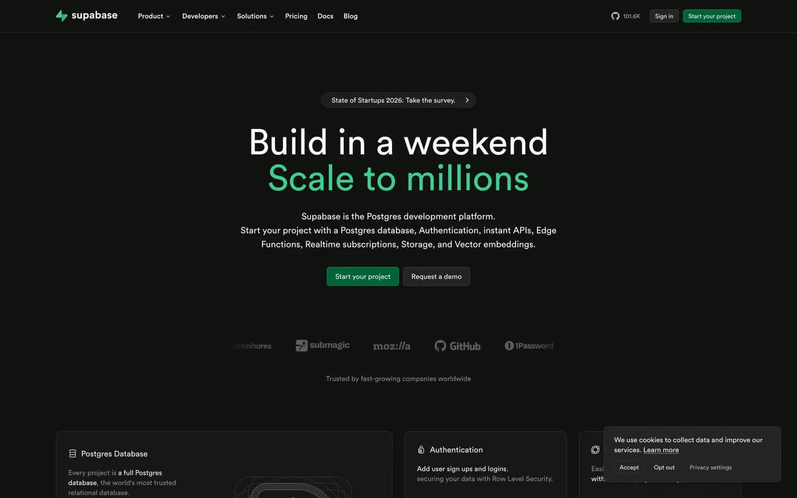 Screenshot of Supabase