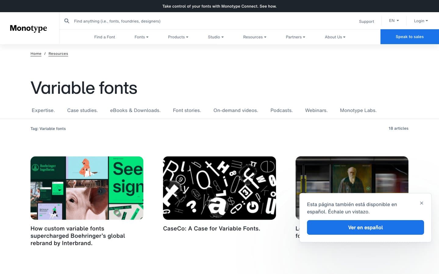 Screenshot of Monotype.