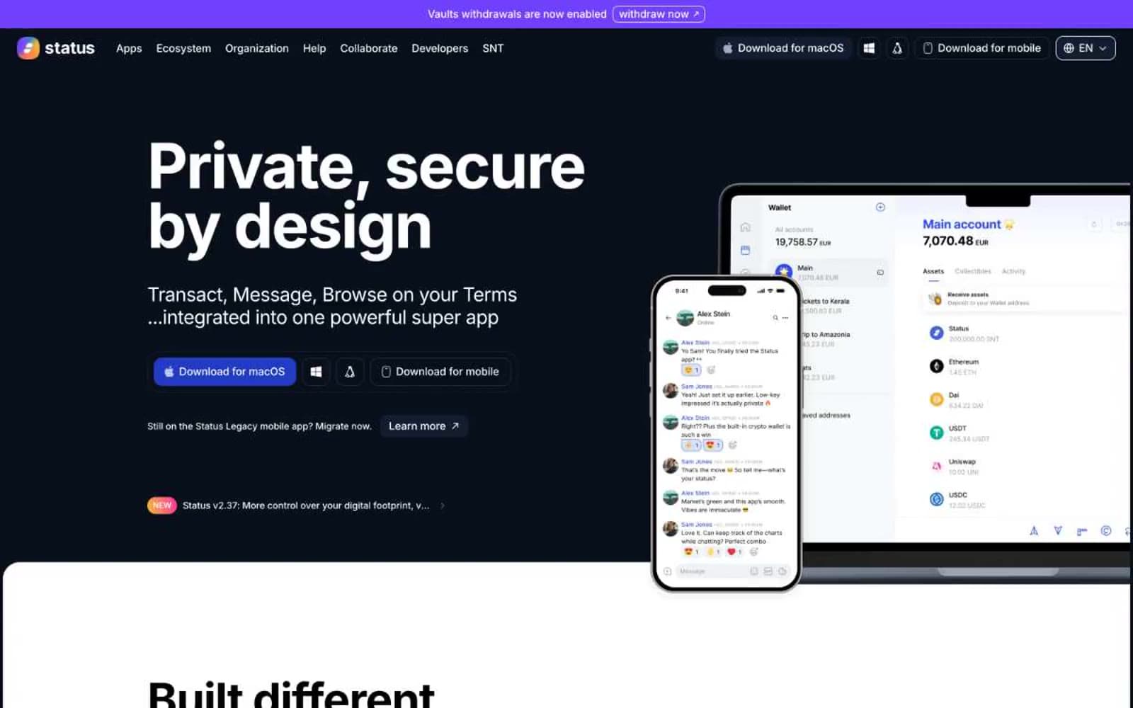 Screenshot of Status
