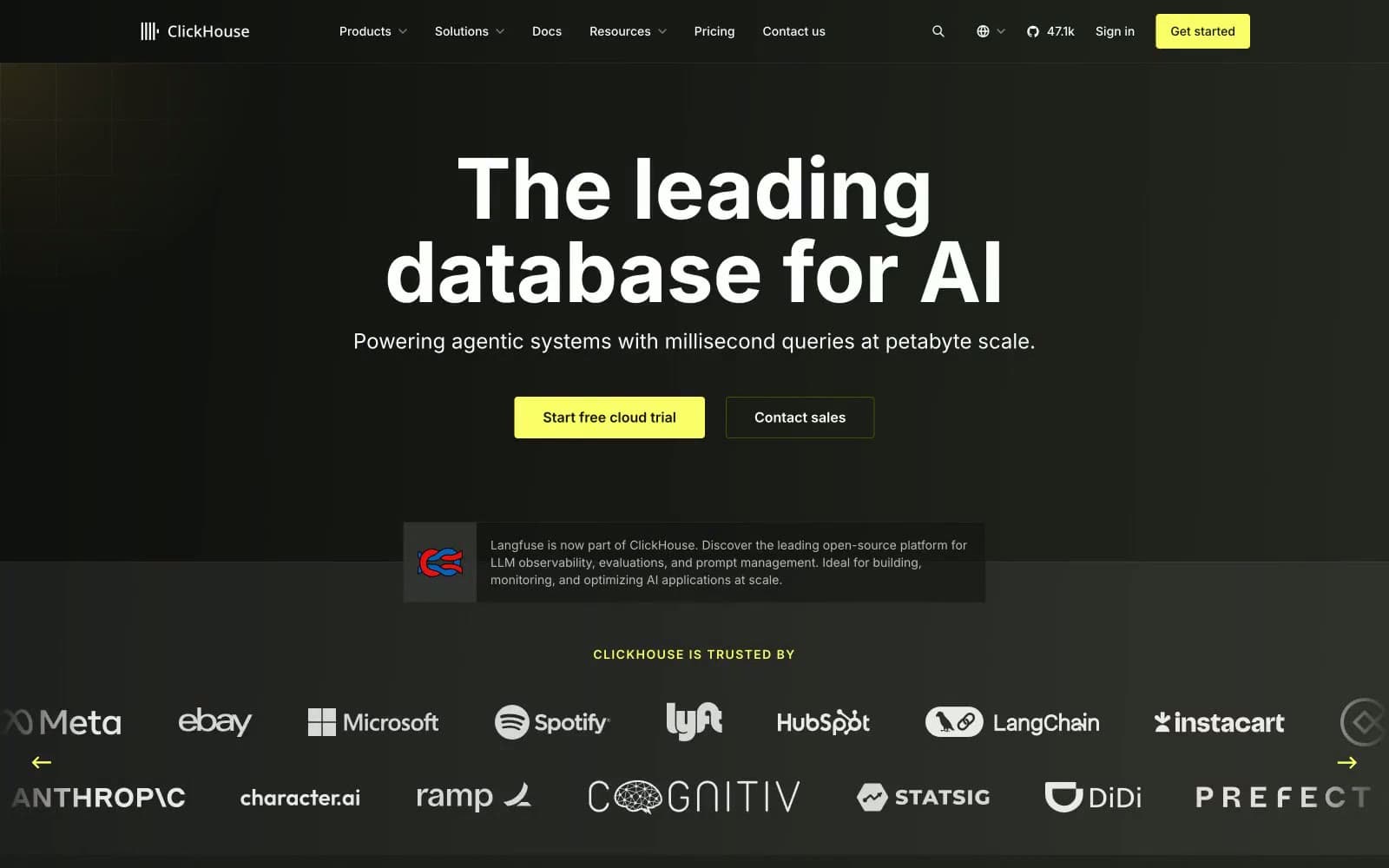 Screenshot of ClickHouse