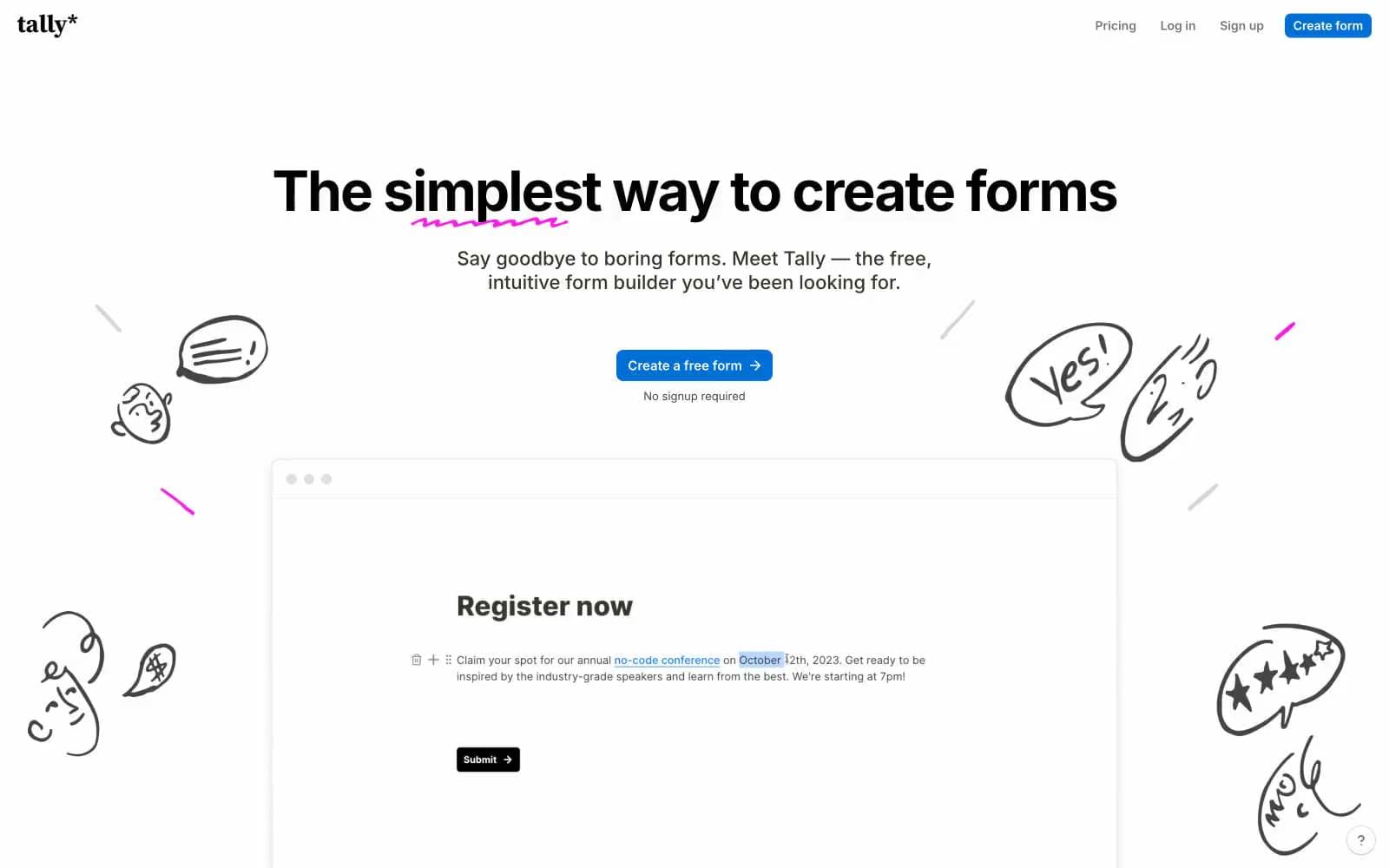Screenshot of Tally Forms