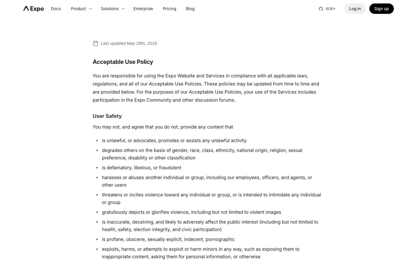 Screenshot of Expo