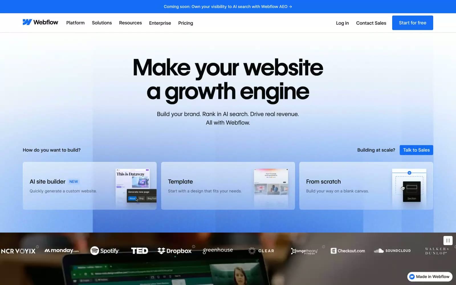 Screenshot of Webflow