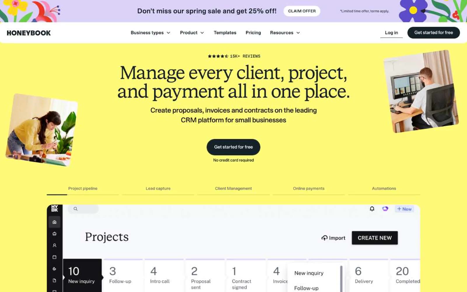Screenshot of HoneyBook