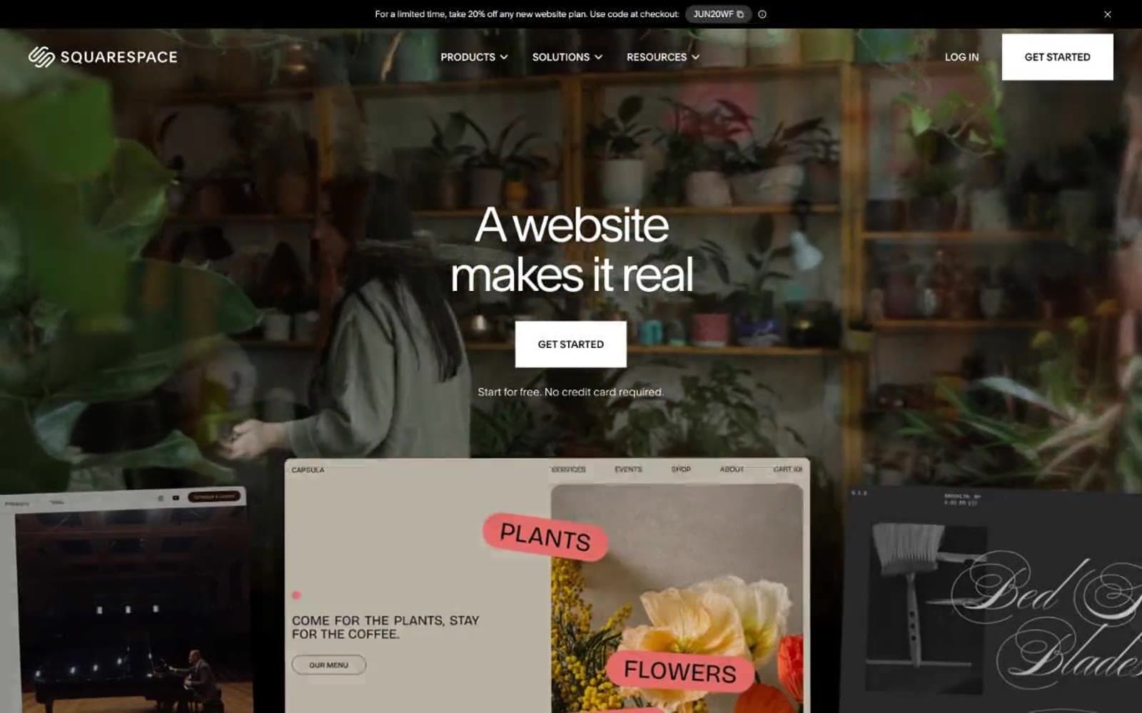 Screenshot of Squarespace