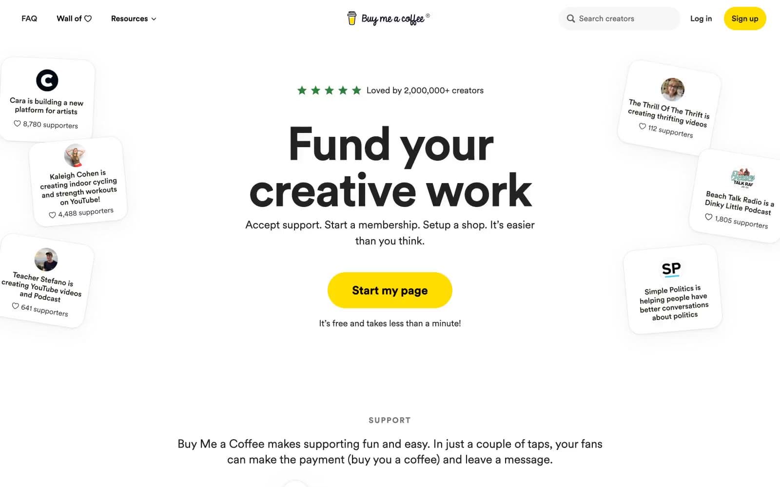 Screenshot of Buymeacoffee