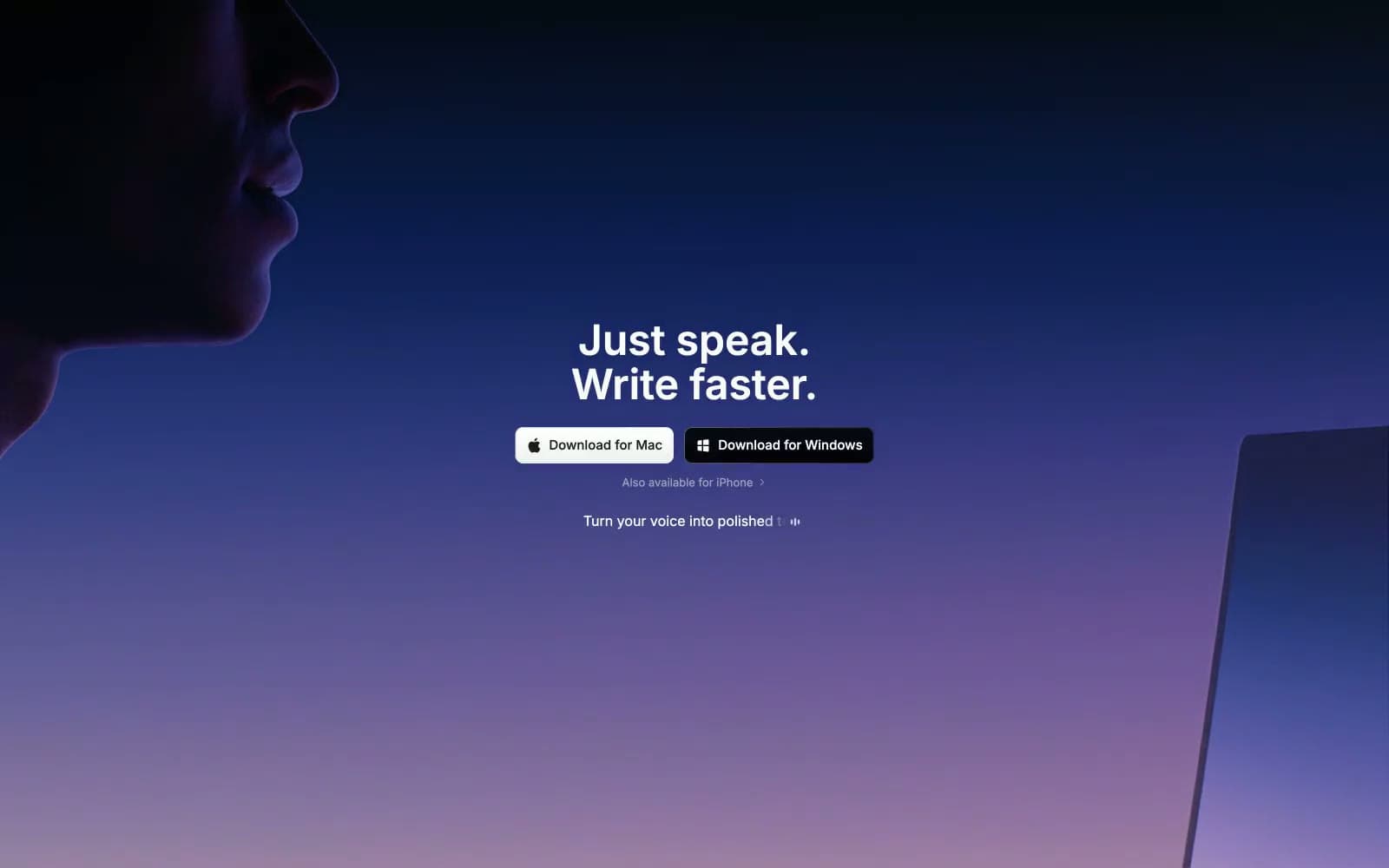 Screenshot of Superwhisper