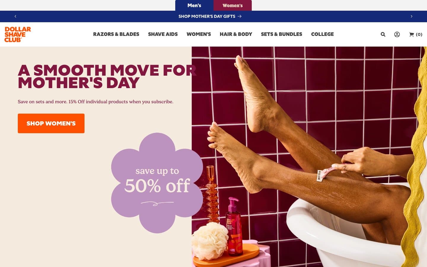 Screenshot of Dollar Shave Club