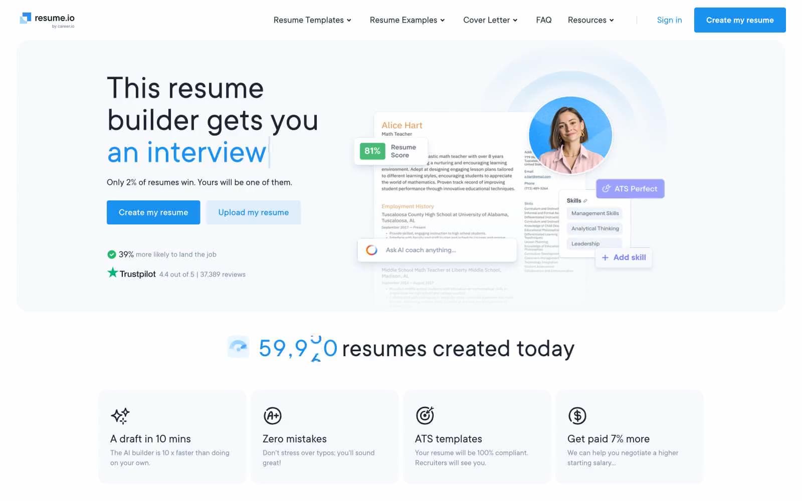 Screenshot of Free Resume Builder