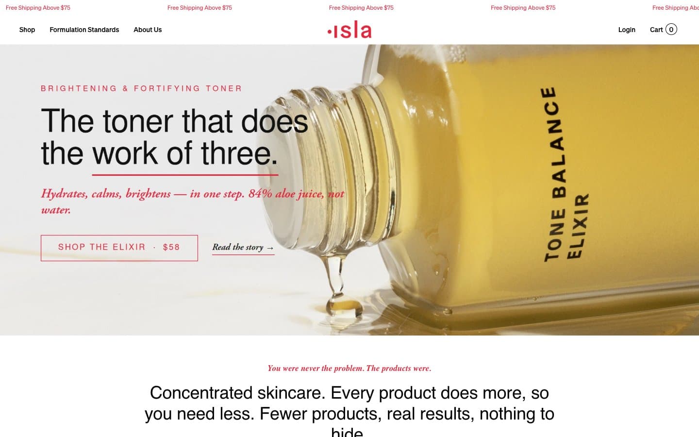 Screenshot of Isla Beauty