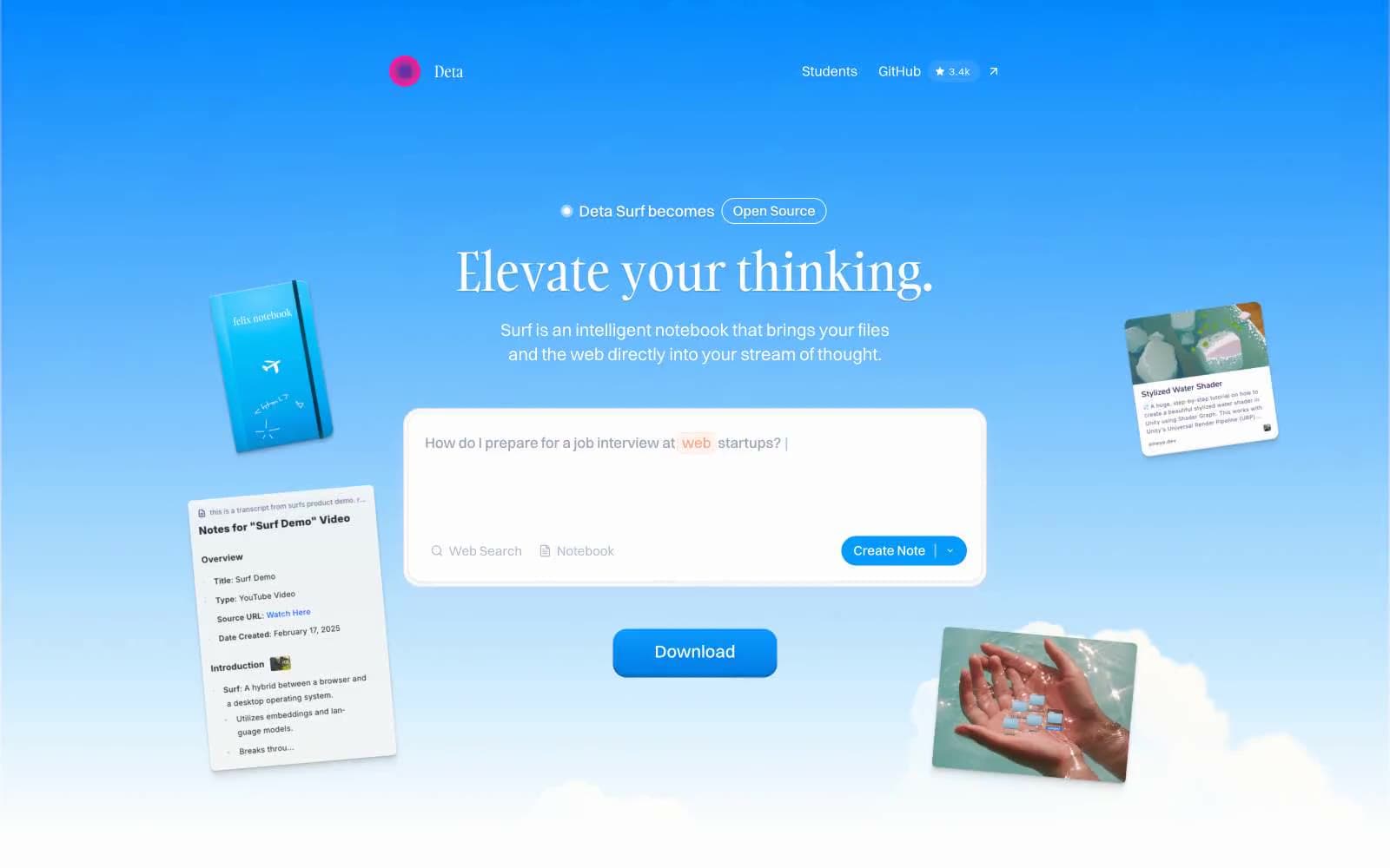 Screenshot of Deta Surf