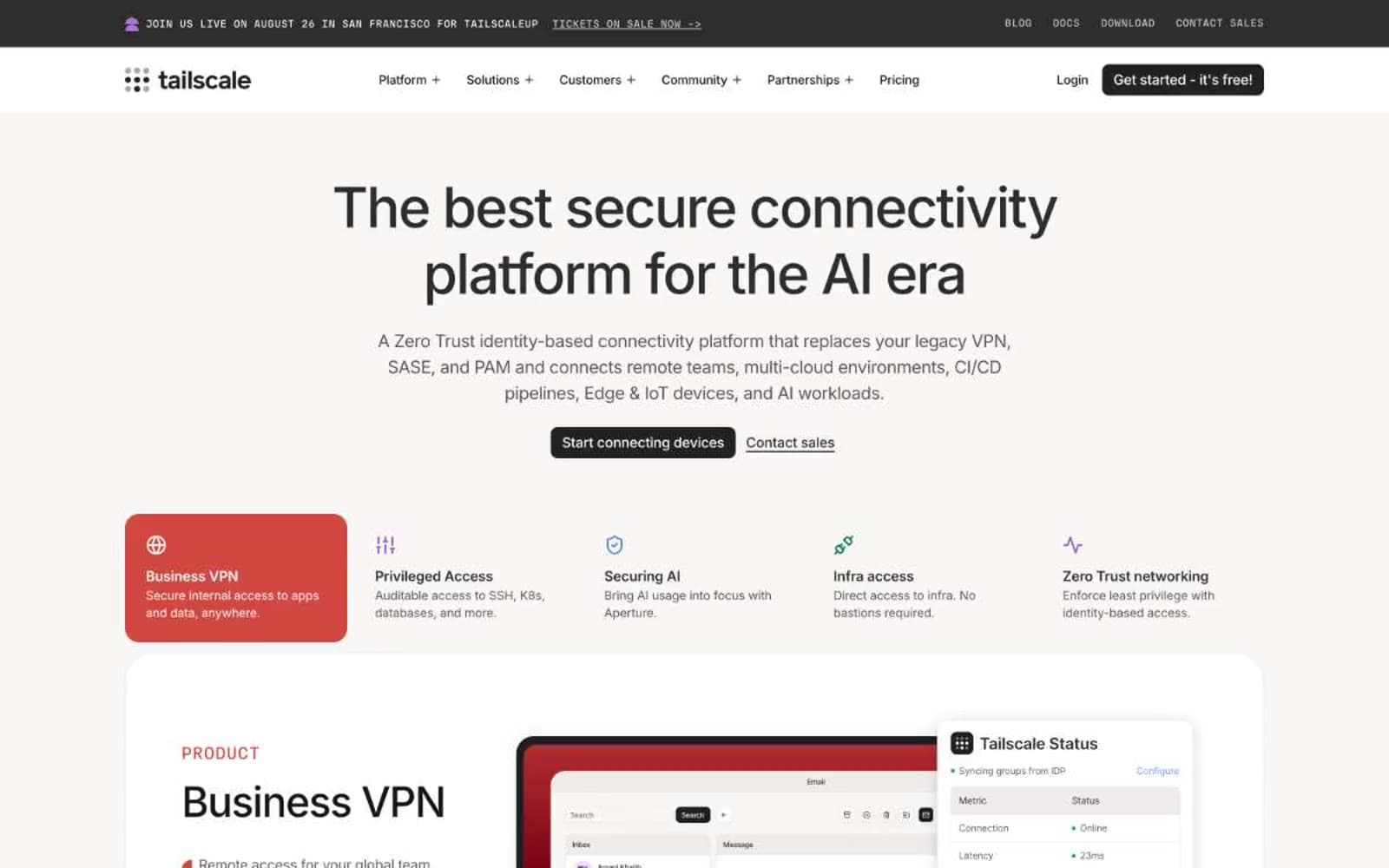 Screenshot of Tailscale