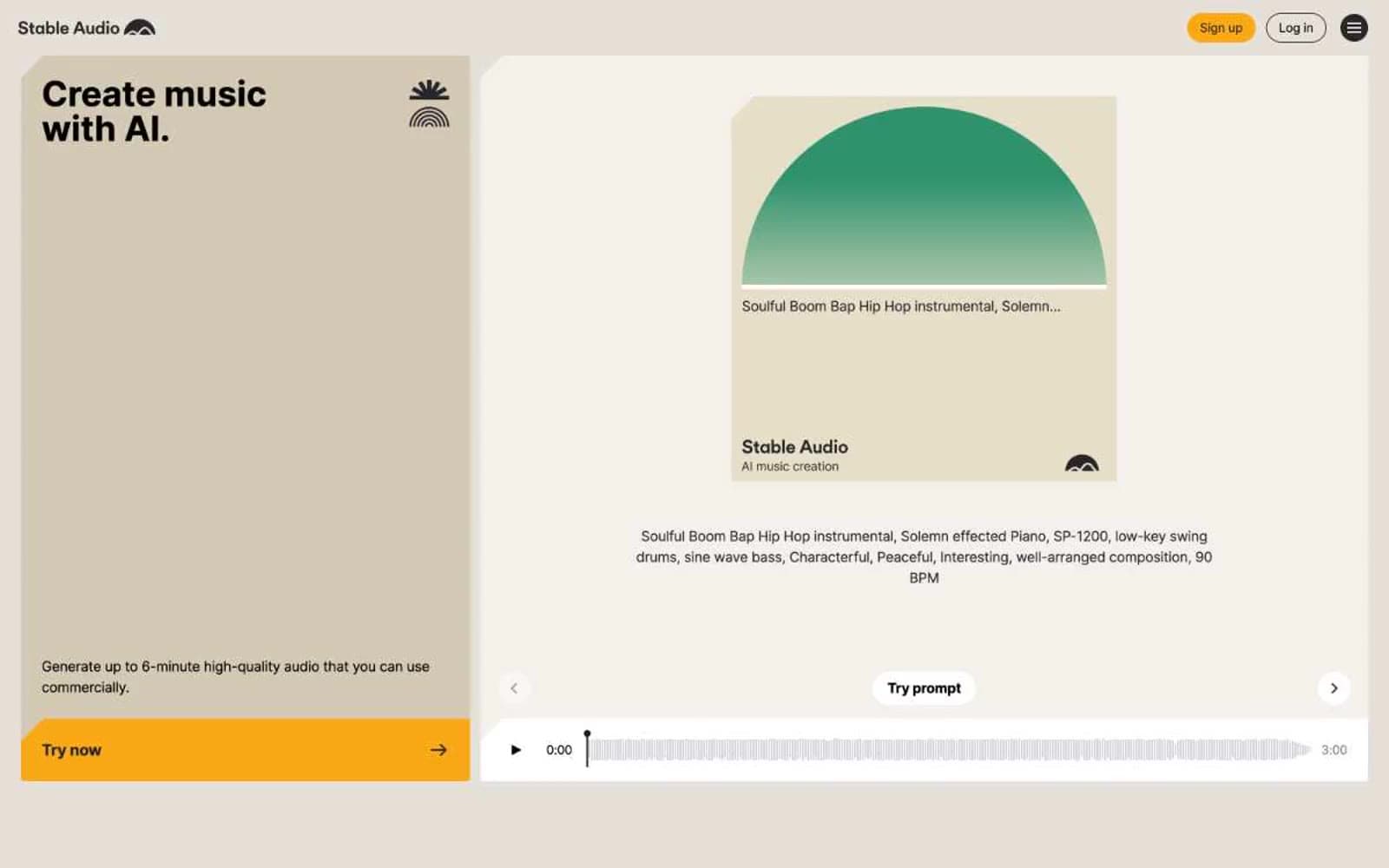 Screenshot of Stable Audio