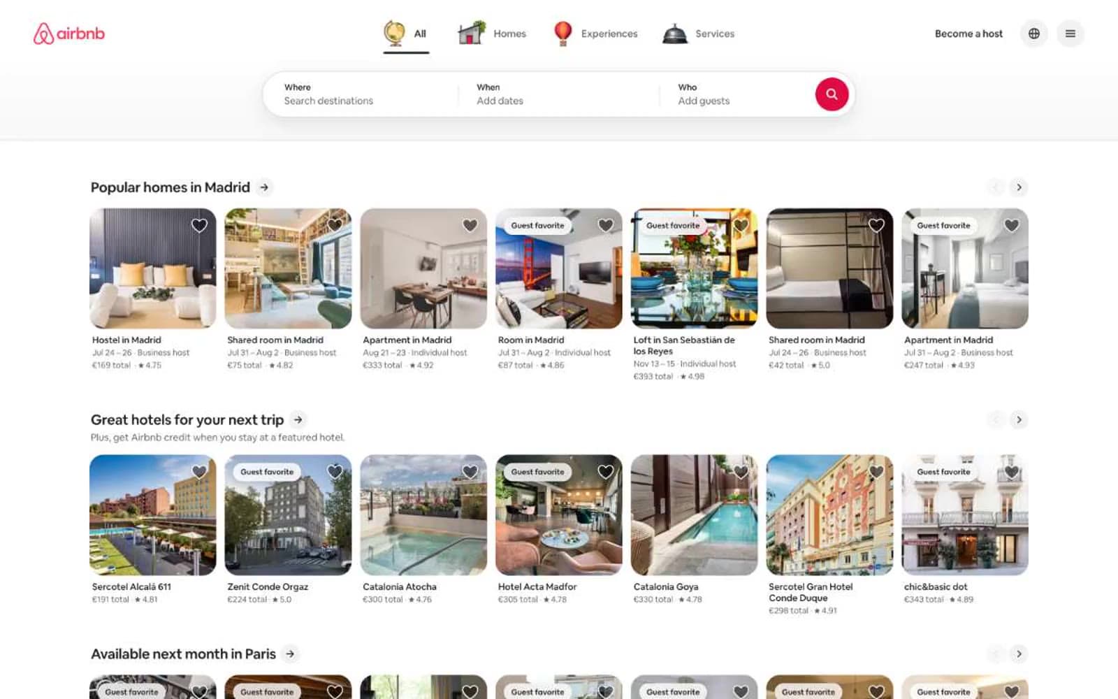Screenshot of Airbnb