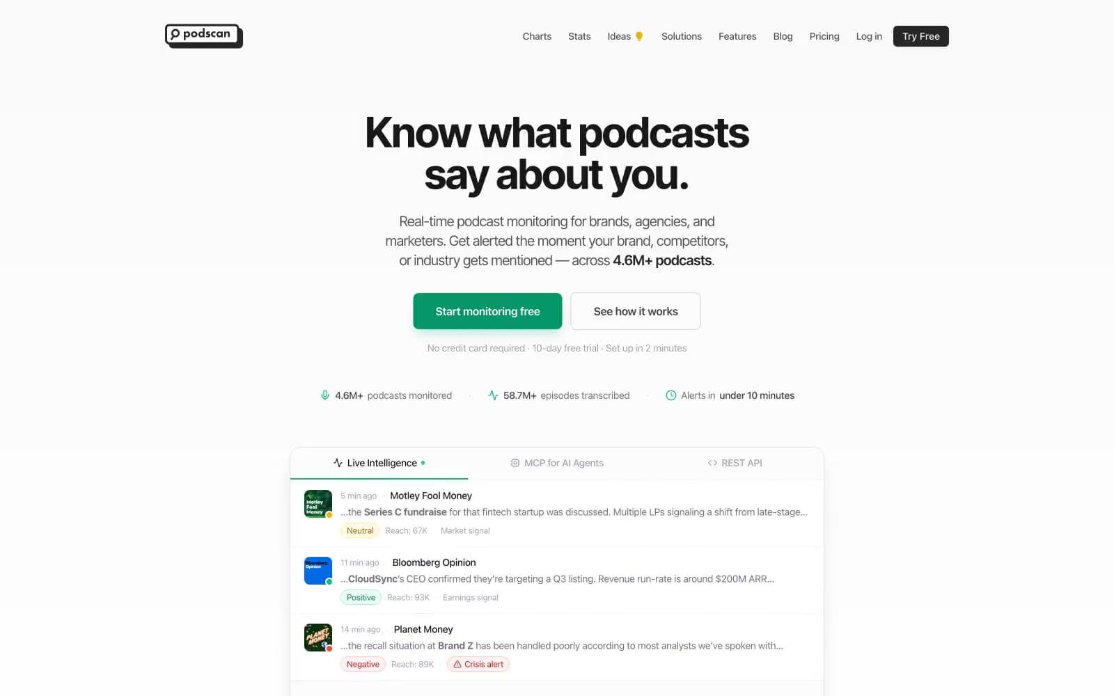 Screenshot of Podscan.fm