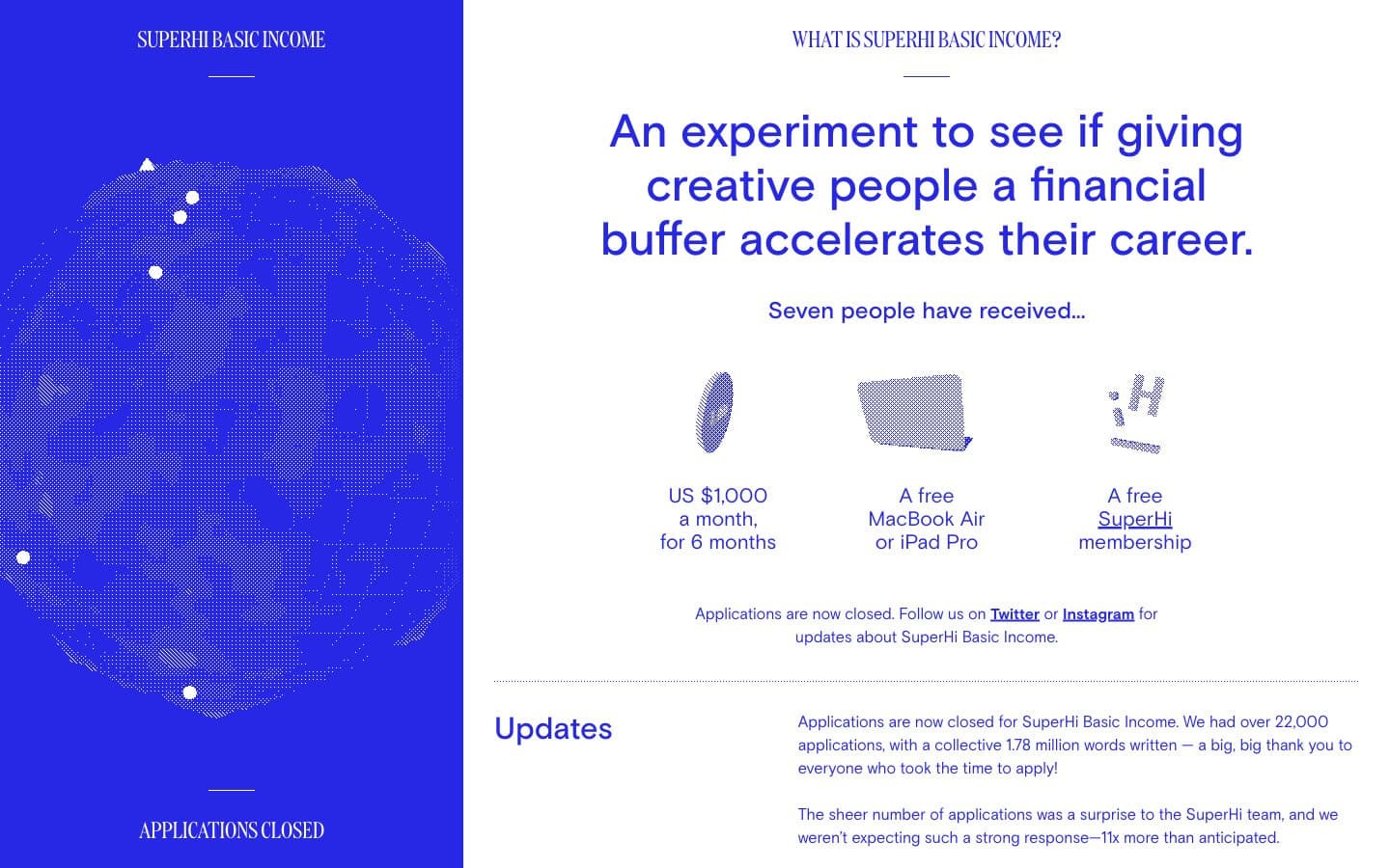 Screenshot of SuperHi Basic Income