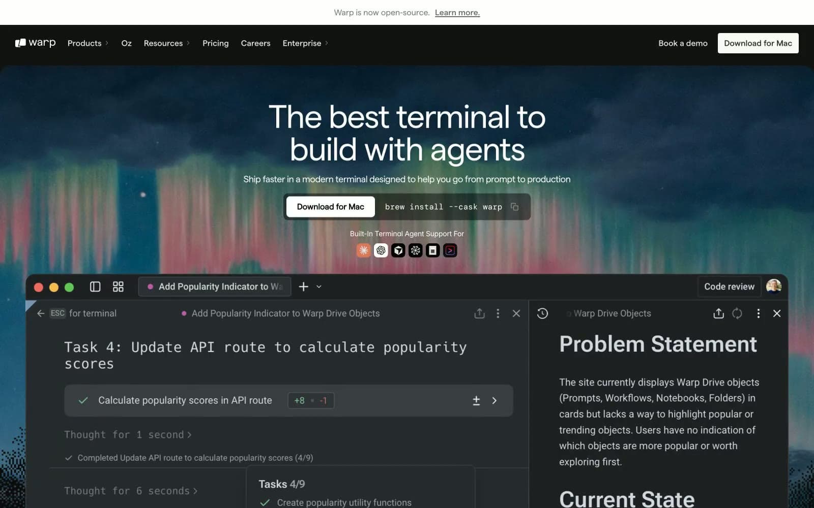 Screenshot of Warp