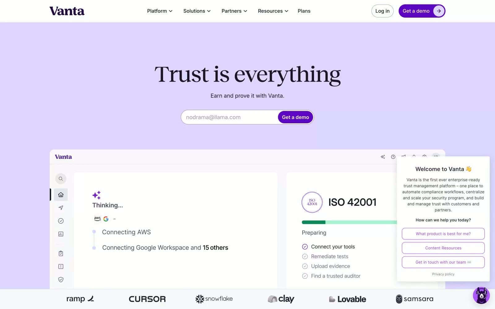 Screenshot of Vanta
