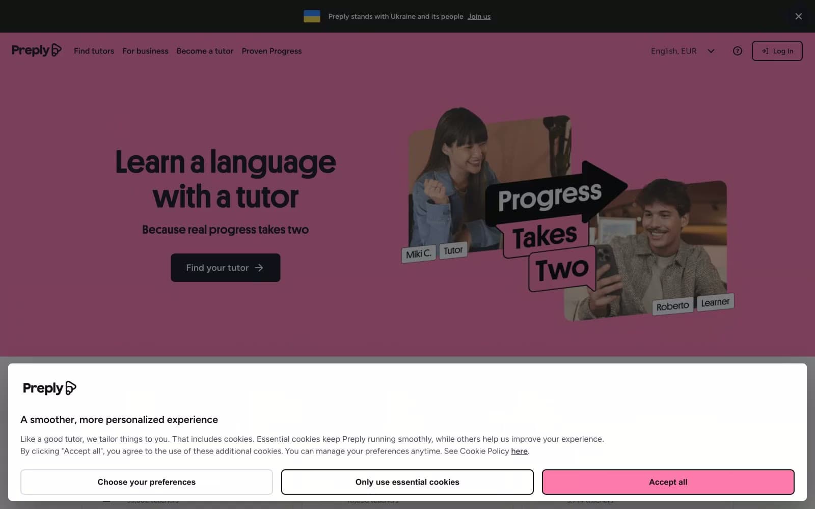 Screenshot of Preply