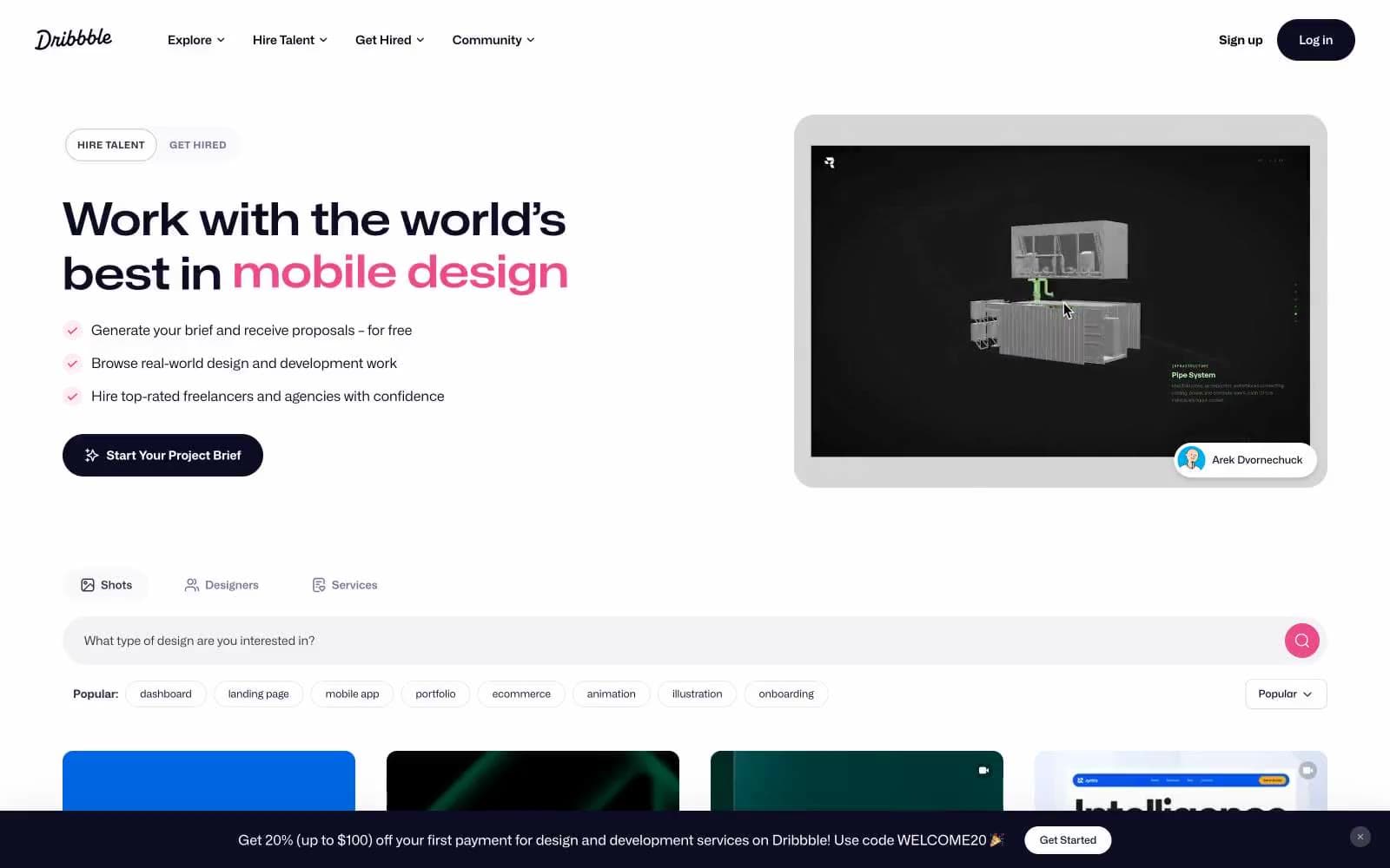 Screenshot of Dribbble