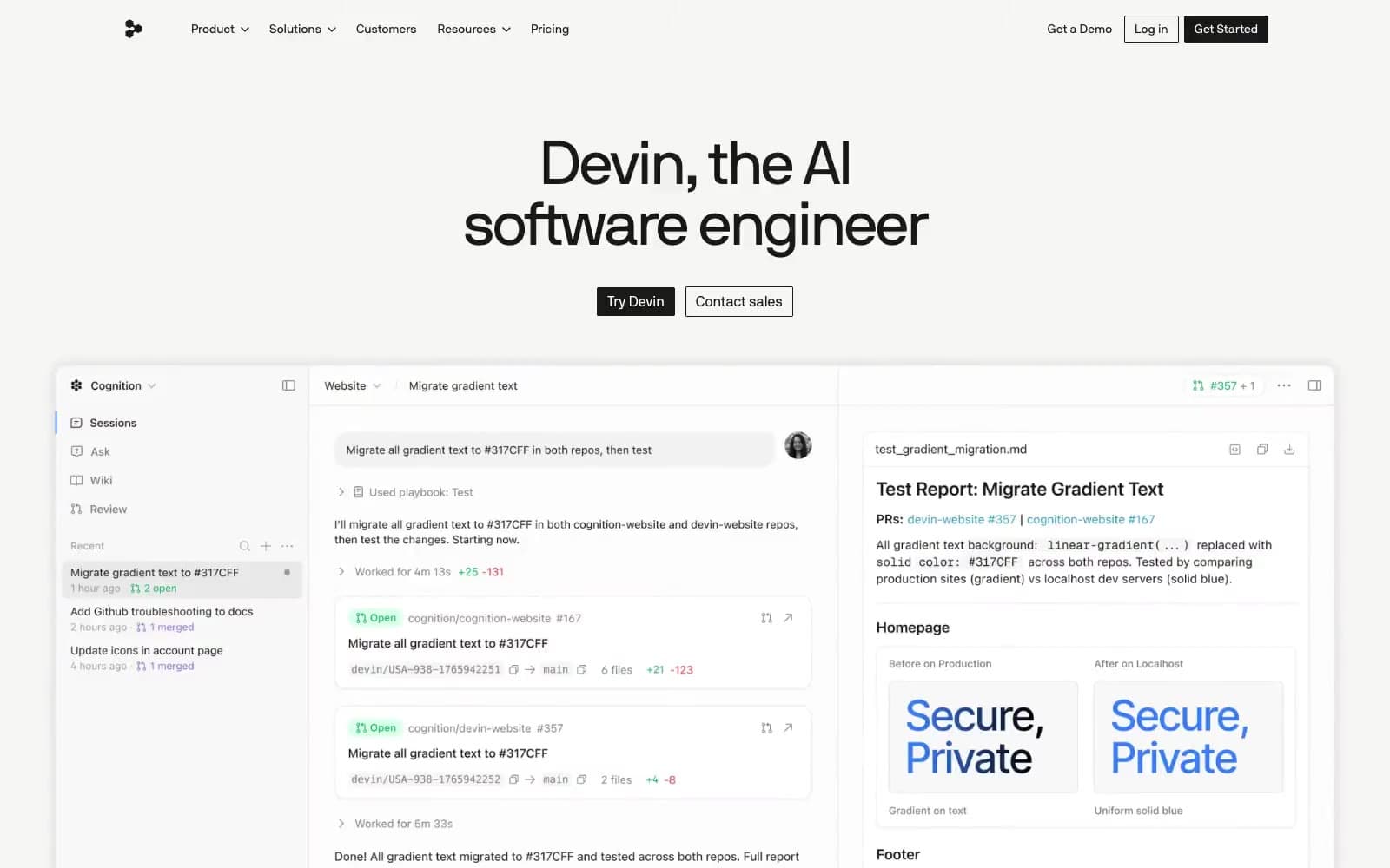 Screenshot of Devin
