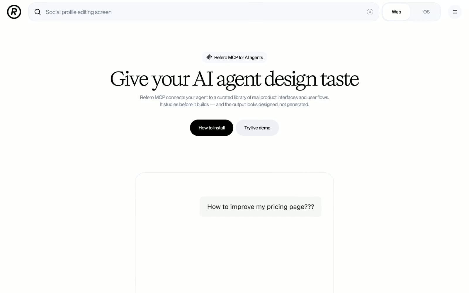 Screenshot of Refero