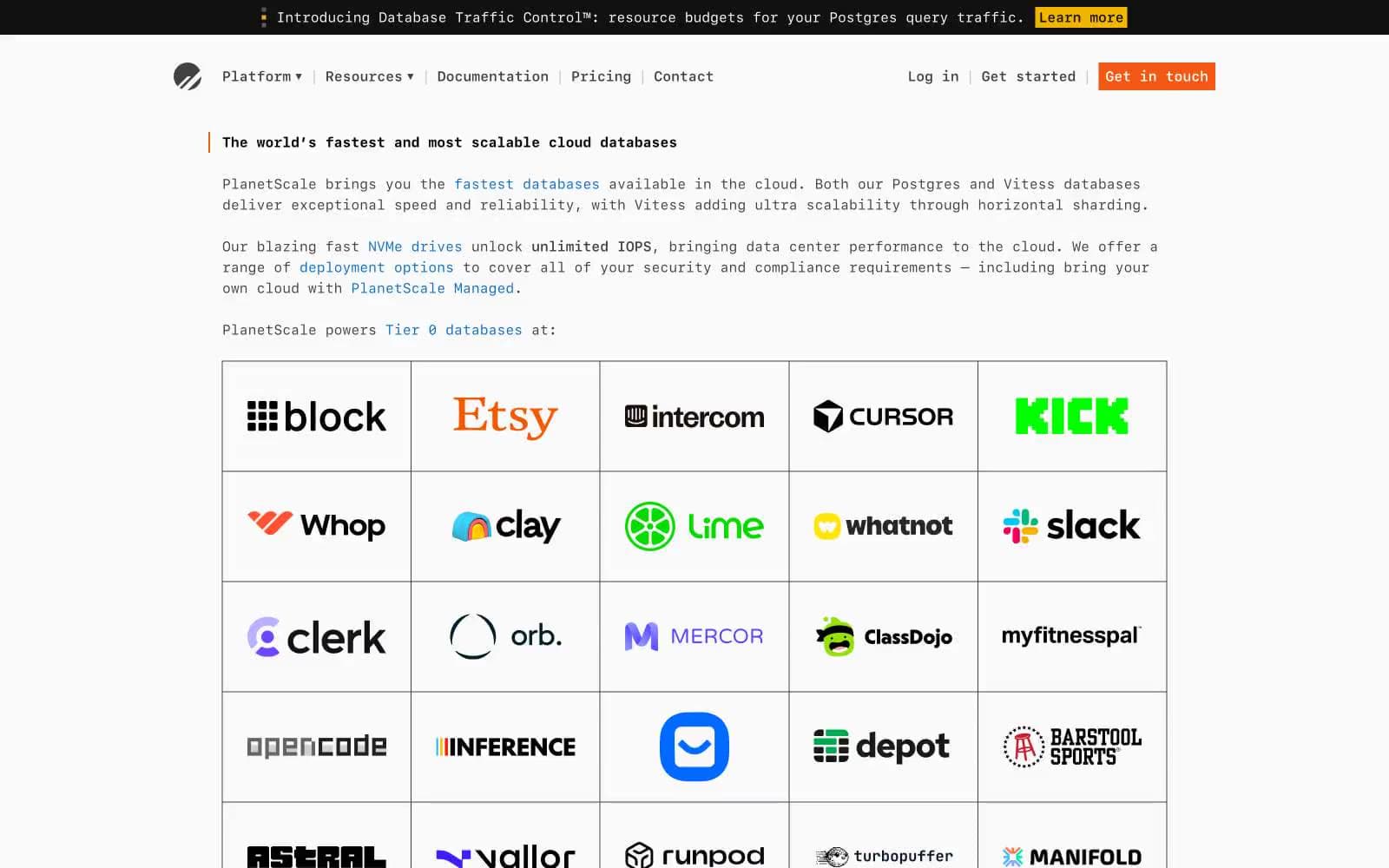 Screenshot of PlanetScale