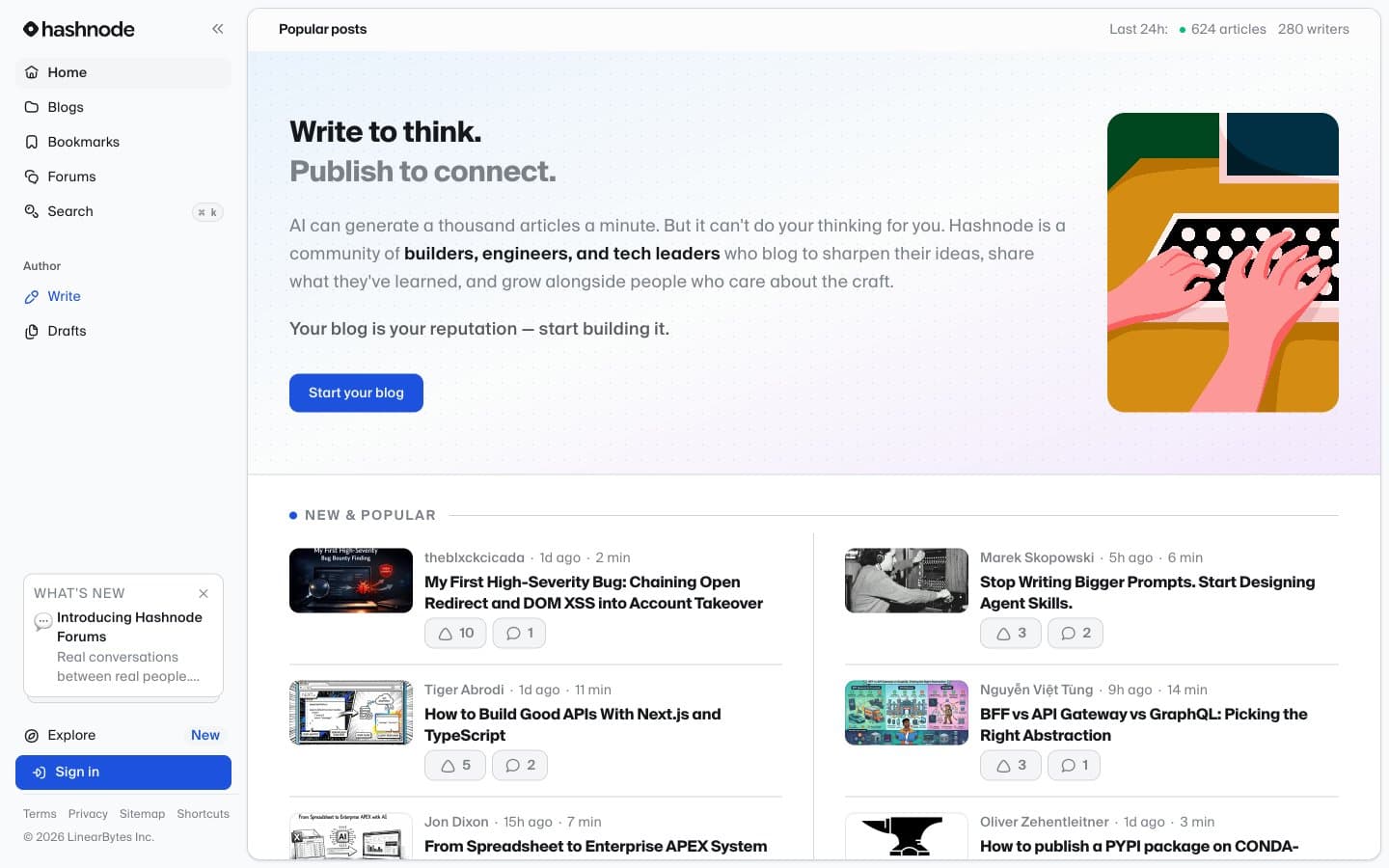 Screenshot of Hashnode