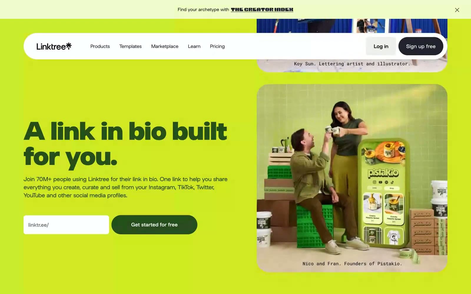 Screenshot of Linktr
