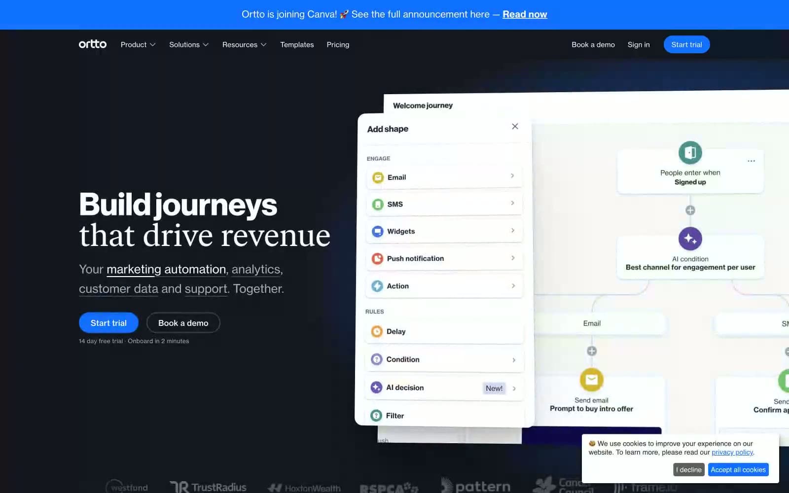 Screenshot of Ortto