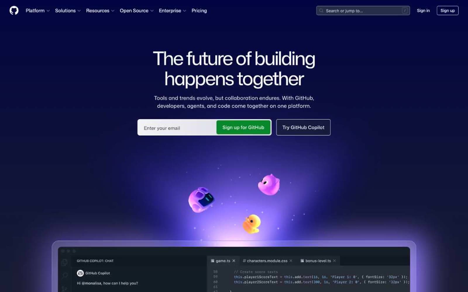 Screenshot of GitHub