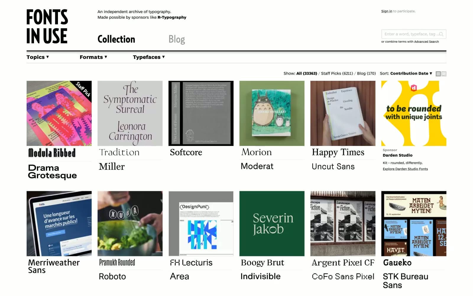 Screenshot of Fonts In Use
