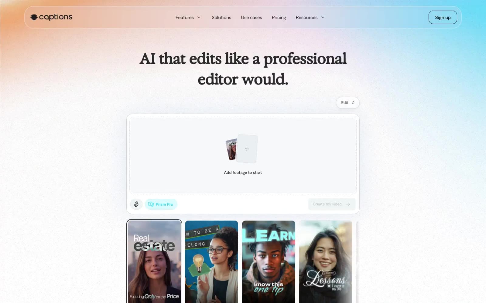 Screenshot of Captions