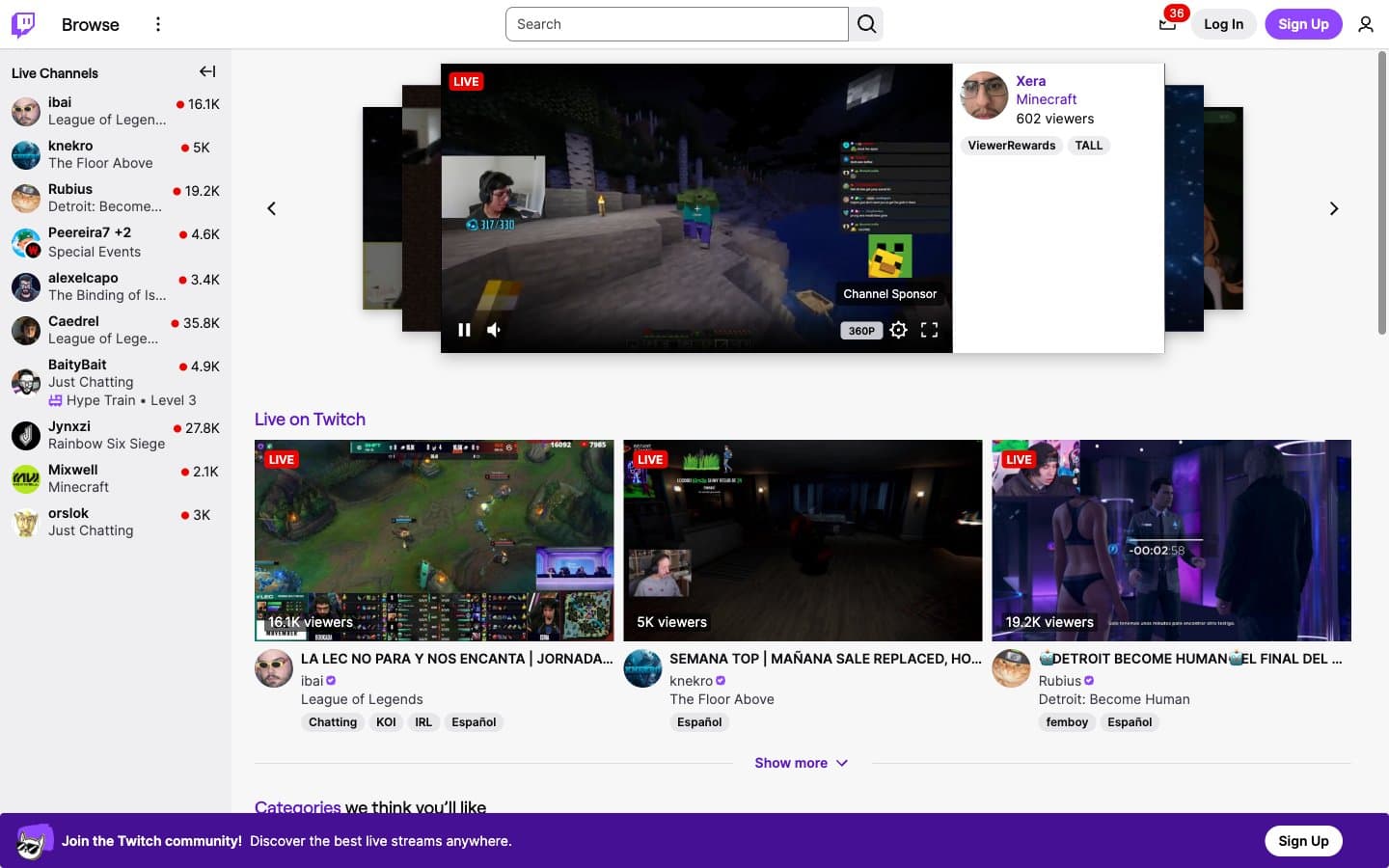 Screenshot of Twitch