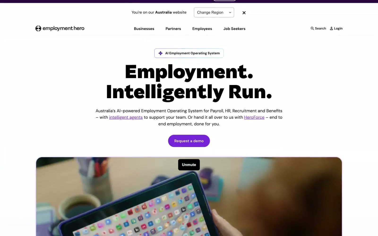 Screenshot of Employment Hero
