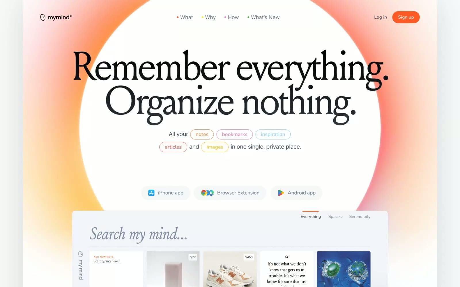 Screenshot of mymind